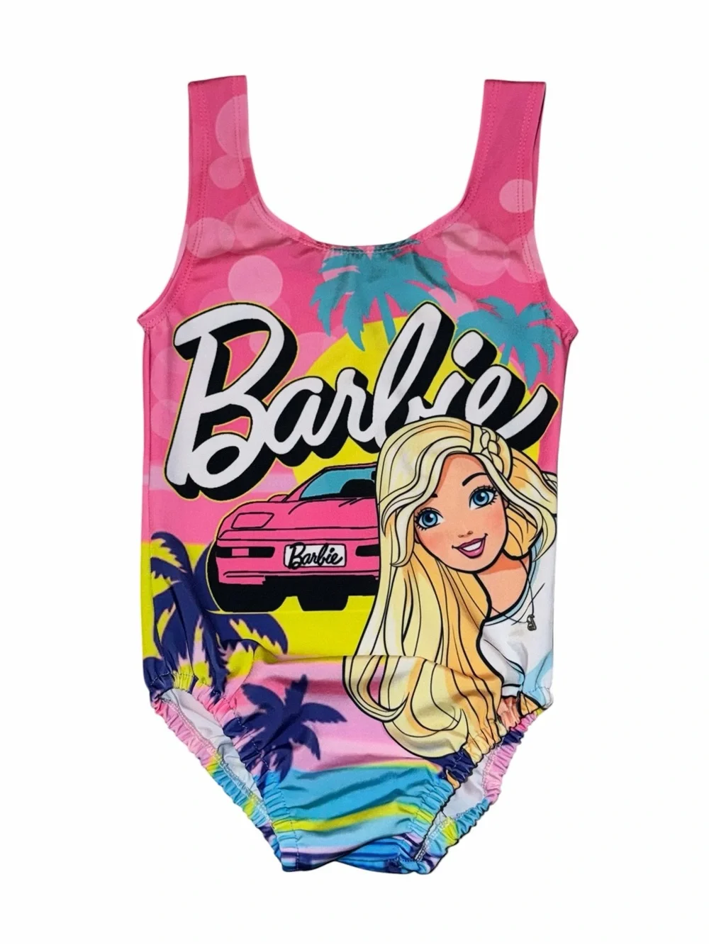 NEW Barbie Hot Pink Malibu Sunset Beach One Piece Swimsuit Sz 10 Girls